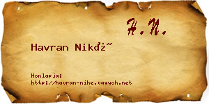 Havran Niké névjegykártya